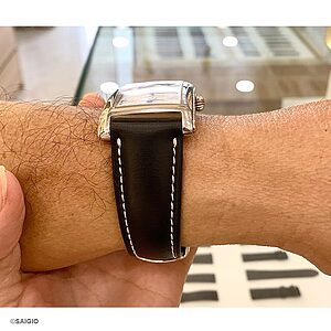 Dây Đồng Hồ FREDERIQUE CONSTANT Da Bò Màu Đen Kiểu Cổ Điển Chỉ Trắng - thay day dong ho frederique constant da bo mau den kieu co dien chi trang 07 900 -