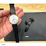 HAMILTON Black Leather Classic Flat Watch Strap - Image 7
