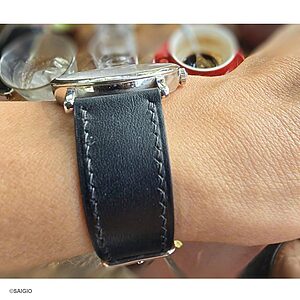 Dây Đồng Hồ LONGINES Da Bò Thảo Mộc Màu Đen Kiểu Cổ Điển Phẳng - thay day dong ho longines da bo thao moc mau den kieu co dien phang 900 03 -