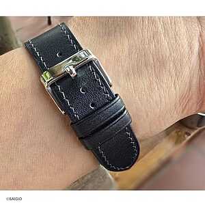 Dây Đồng Hồ LONGINES Da Bò Thảo Mộc Màu Đen Kiểu Cổ Điển Phẳng - thay day dong ho longines da bo thao moc mau den kieu co dien phang 900 04 -