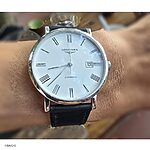 LONGINES Vegetable-Tanned Cow Leather Watch Strap in Black, Classic Flat Design - Image 5