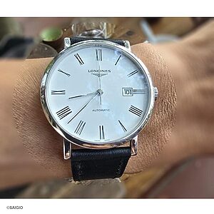 Dây Đồng Hồ LONGINES Da Bò Thảo Mộc Màu Đen Kiểu Cổ Điển Phẳng - thay day dong ho longines da bo thao moc mau den kieu co dien phang 900 05 -
